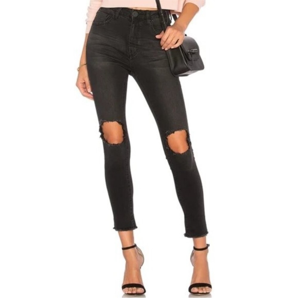 NWOT One Teaspoon Freebird Distressed Black Jeans Trashed Denim Jean Size 26